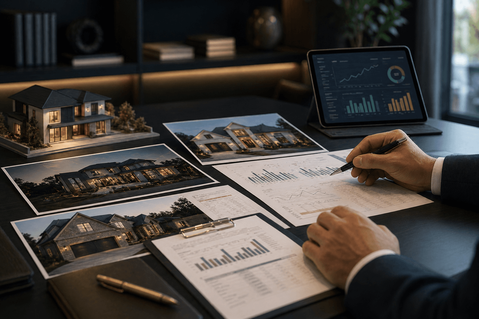 A valuation workspace comparing luxury homes with charts and market data.