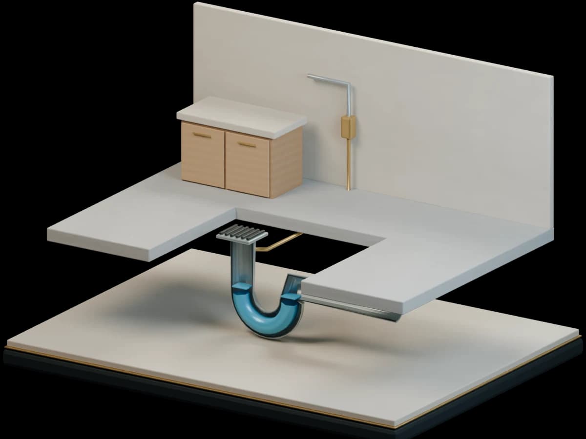3D cutaway: The water that blocks sewer smells