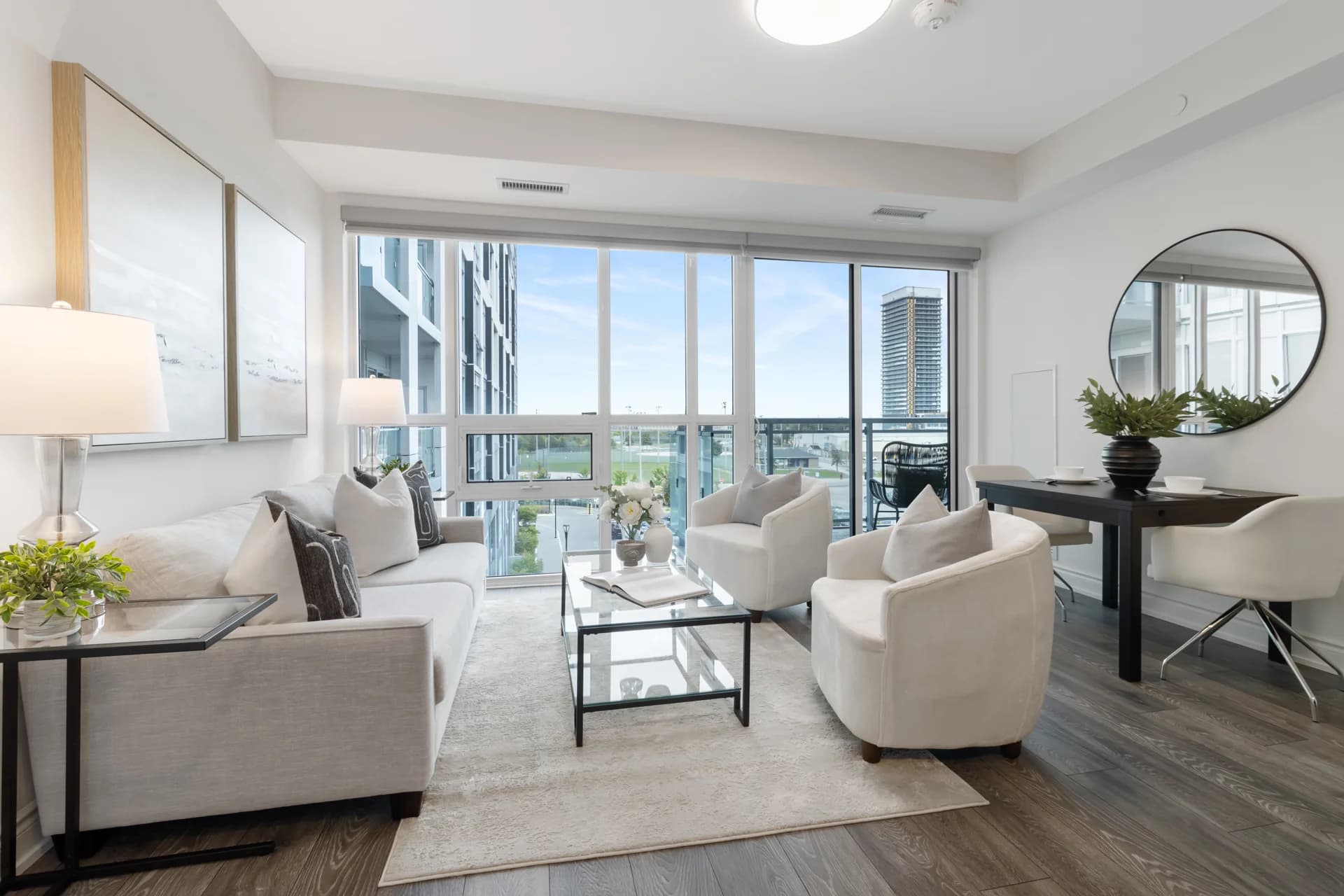 Living room at Suite 403, Art on Main
